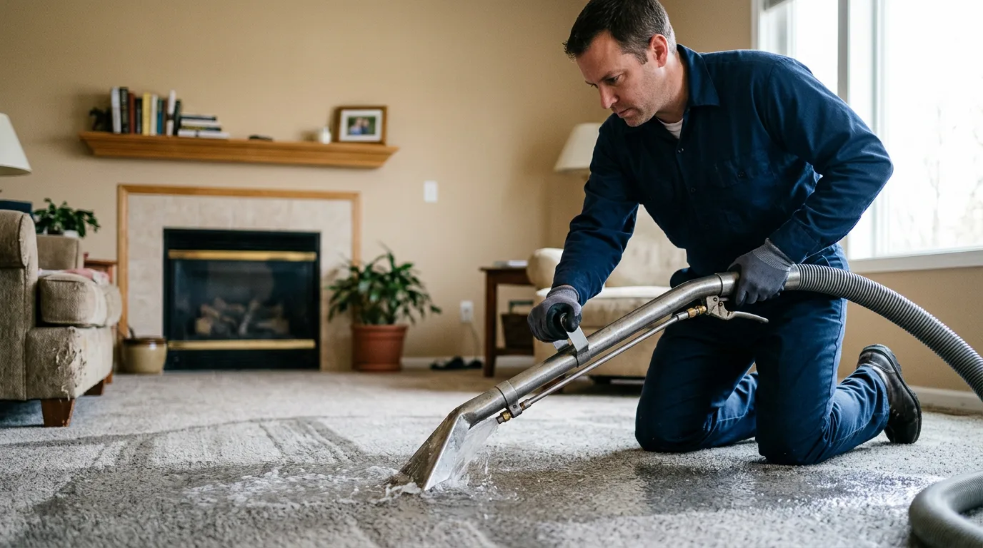 Water damage restoration technician working near Bowler, WI